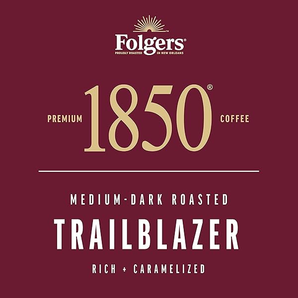 1850 BY FOLGERS TRAILBLAZER MEDIUM DARK ROAST COFFEE, 10 KEURIG K-CUP PODS