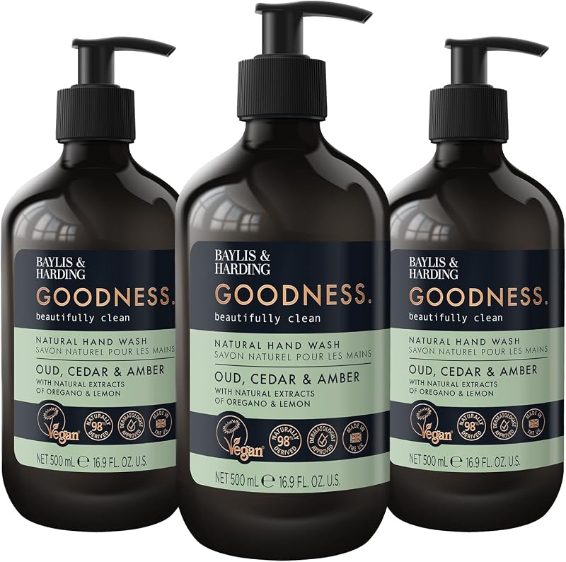 Baylis & Harding Goodness Oud Cedar & Amber Hand Wash 500 ml Pack of 3