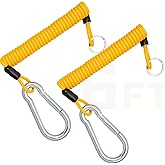 MECMO 2PCs Breakaway Trailer Cable 6ft, Trailer Brake Safety Cord Heavy Duty Stainless Steel Spring Towing Coiled Wire, Replacement Emergency Break Away Switch Lanyard for RV Camper Boat Motorhome