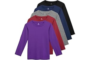 HIAHIF 5 Pack Cotton Girls Long Sleeve Shirts Toddler Soft Basic T-Shirts Top Kids Crewneck Layering Tees