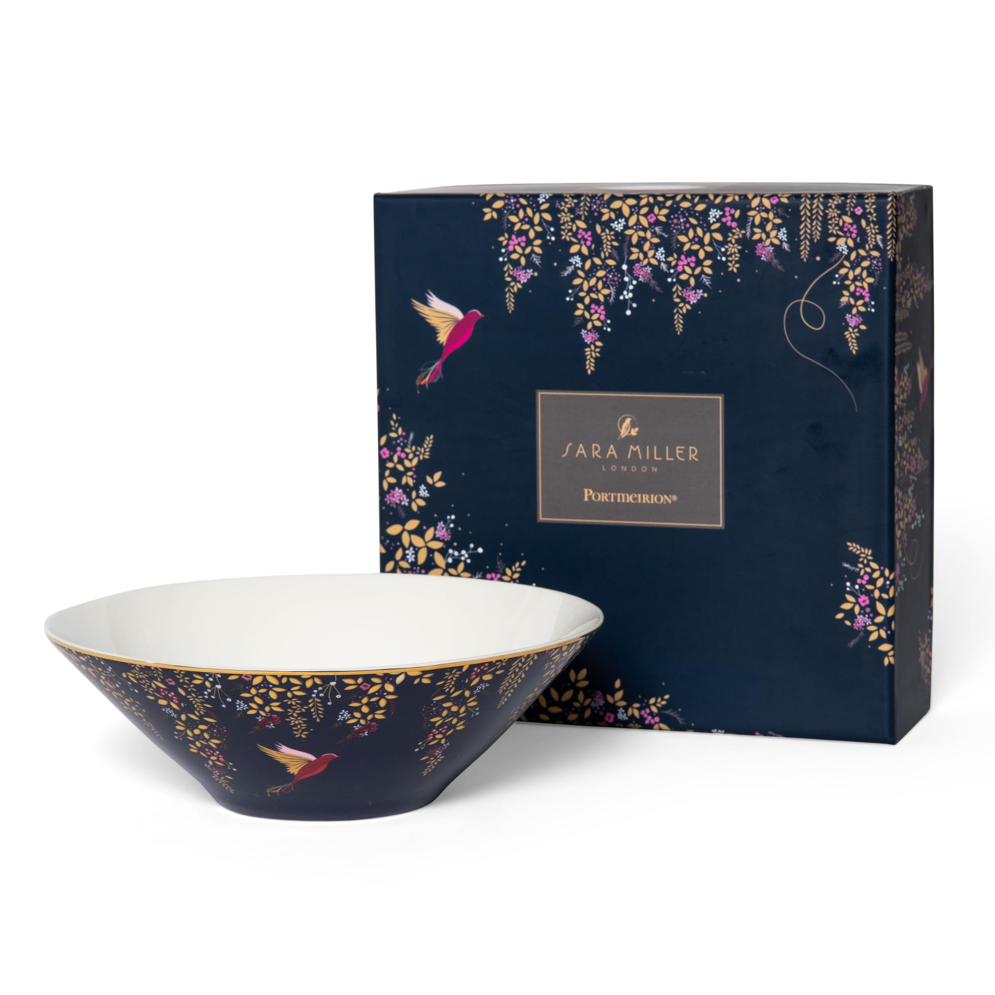 Sara Miller Chelsea Collection Navy Medium Salad Bowl Boxed for Portmeirion