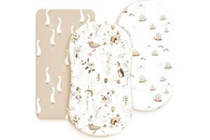 GRSSDER Stretchy Ultra Soft Fitted Bassinet Sheets 3 Pack, Universal Fitted for Oval Rectangle Bassinet Mattresses Safe and S