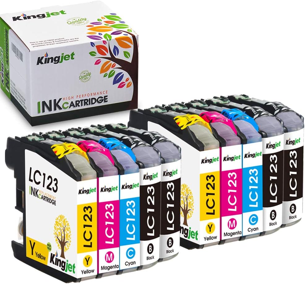 KINGJET LC123 Ink Cartridges for Brother LC123 Ink Cartridges for Brother MFC-J4510DW MFC-J470DW MFC-J6920DW MFC-J6520DW MFC-J6720DW MFC-J4410DW MFC-J4610 MFC-J4710DW MFC-J4110DW DCP-J132W DCP-J152W