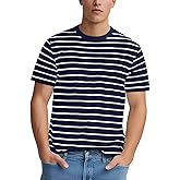 Zengjo Mens Striped T-Shirt Short Sleeve Crewneck Classic Horizontal Stripe Tee Top