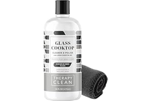 Therapy Glass Cooktop Cleaner Bundle with Microfiber Cloth - Glass Stove Top Cleaner and Polish for Ceramic, Electric, Induction and Flat Top Surfaces
