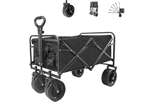 Lifeand Collapsible Foldable Wagon,Beach Wagon with Big Wheels for Sand,Utility Grocery Wagon with Side Pocket and Brakes for Camping Sports Outdoor Activities