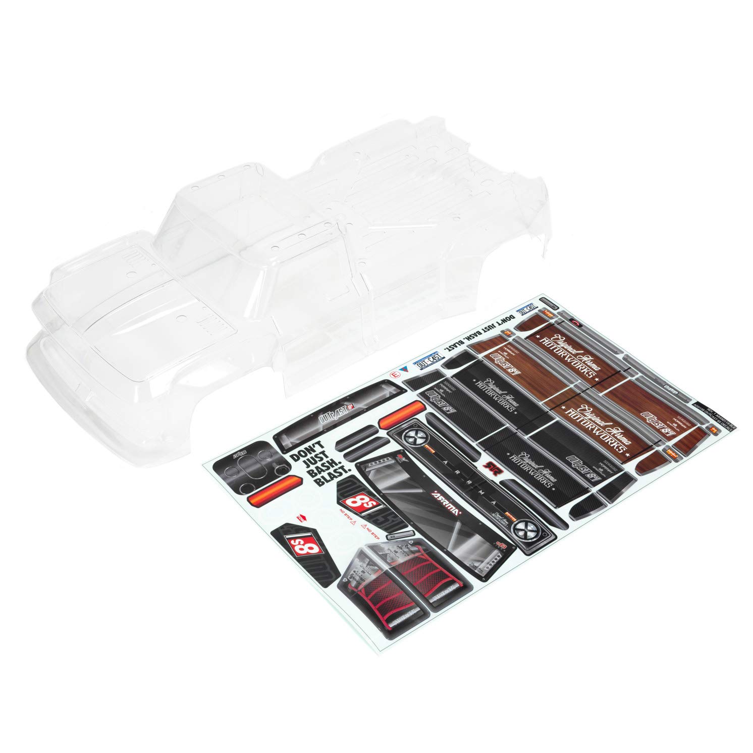 ARRMA ARA409006 1/5 Clear Body Shell with Decals: OUTCAST 8S Radio Control Car Spares