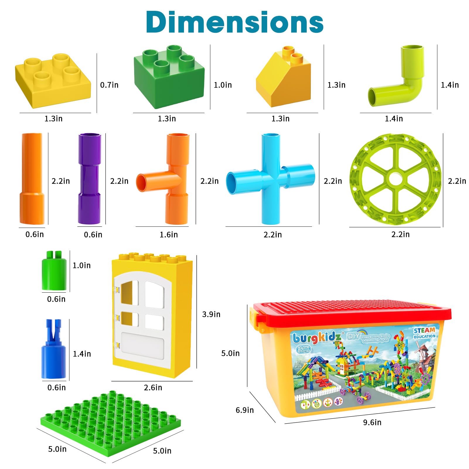 burgkidz Building Blocks STEM Pipe Tube Learning Toys Birthday Gifts, Educational Autistic Toy Compatible Building Pipeworks Constructions for Kids Boys Girls Ages 3 4 5 6 7 8+
