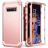 IDweel for Galaxy S10 Plus Case, for Galaxy S10+ Case, 3 in 1 Shockproof Slim Fit Hybrid Heavy Duty Protection Hard PC Cover Soft Silicone Bumper Full Body Bumper Cover for Women Girls, Rose Gold