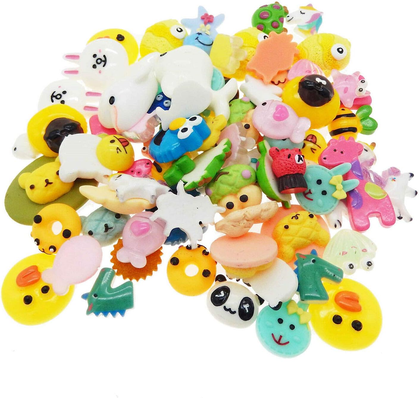 Magik 15~100 Pc Slime Bread Candy Flatbacks Resin Flat Back Scrapbooking Charms DIY (Assorted Animals/Cartoon, 100 Pcs)