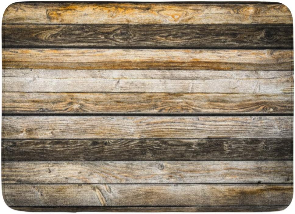 Amazon Com Emvency Doormats Bath Rugs Outdoor Indoor Door Mat Cabin Old Natural Brown Barn Wood Wall Wooden Pattern Abstract Aged Bathroom Decor Rug Bath Mat 16 X 24 Kitchen Dining