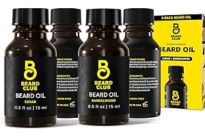 The Beard Club Duo Pack: Premium Cedar & Sandalwood Beard Oils for Men - Natural Moisturizer, Conditioner - Hydrates, Softens, Strengthens Hair Follicles & Soothes Skin - For All Beard Types