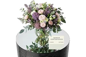 Houseables Mirror Centerpieces for Tables, Round Mirrors for Centerpieces, Mirrored Trays, Round Table Plate Tray, Circle, Glass Charger, Wedding, Center Piece, Small, Base, Candle, 8 Inch, 12 Pack
