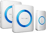 TECKNET Wireless Doorbell IP65 Waterproof Twin Door Chime Kit 400m 60 Ringtones