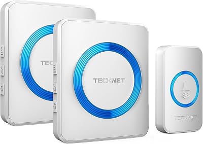 TECKNET Wireless Doorbell IP65 Waterproof Twin Door Chime Kit 400m 60 Ringtones