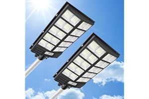 INSDEA 3800W Solar Lights for Outside, Dusk to Dawn LED Solar Street Light Motion Sensor, 8000K Solar Flood Lights Outdoor Waterproof, Solar Security Lights for Garden Yard Path Parking Lot (2PCS)