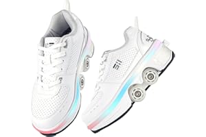 Pairduck 2-in-1 Roller Skates - Retractable Roller Skate Shoes with 4 Wheels,Skating Shoes for Kids & Adults
