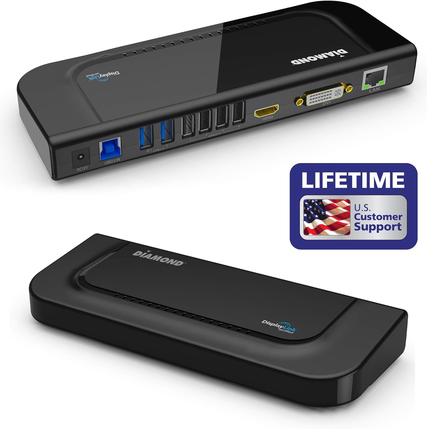 Diamond Multimedia Ultra Dock Dual Video USB 3.0/2.0 Universal Docking Station with Gigabit Ethernet, HDMI and DVI Outputs Audio Input and output for Laptop, Ultrabook, Macbook, Windows 10, 8.1, 8, 7, XP,Mac OS and Android 5.0 and higher. Display Link Certified, DL- 3900 Chip (DS3900V2),Black: Computers & Accessories