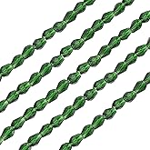 PATIKIL Teardrop Faceted Beads, 325 Pcs Dark Green Bicone Birthstone Bead Glass Crystal Assortments Vertical Hole Shape for DIY Crafting Bracelet Necklace Jewelry Making, 4x6mm