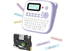 EazeID Label Maker Machine with-Tape Waterproof, Purple Desktop Label Maker for Teachers Kids Classroom Gifts, Portable Labeler with Multiple Symbols &Fonts for Home Office School Use, D210S
