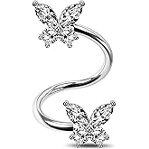 Jewseen Butterfly Twist Helix Earrings 16G Gold Cartilage Earring Lip Piercing Jewelry 316L Stainless Steel Spiral Barbell Labret Earring for Women Men