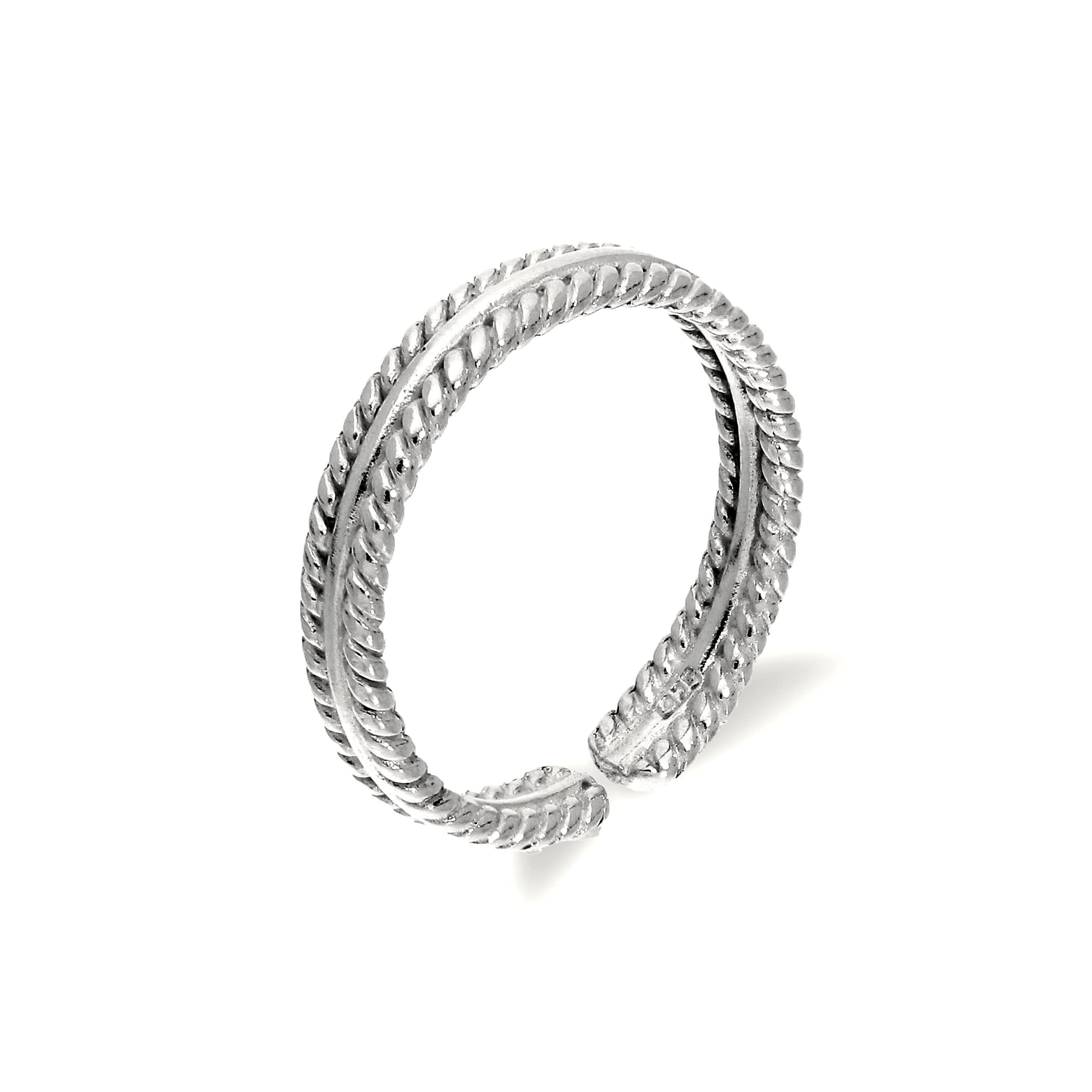 Sterling Silver Adjustable Ribbed Midi Toe Ring