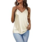 ETOSELL Silk Satin Tank Tops for Women V Neck Cami Summer Sleeveless Camisoles Adjustable Spaghetti Straps Blouses