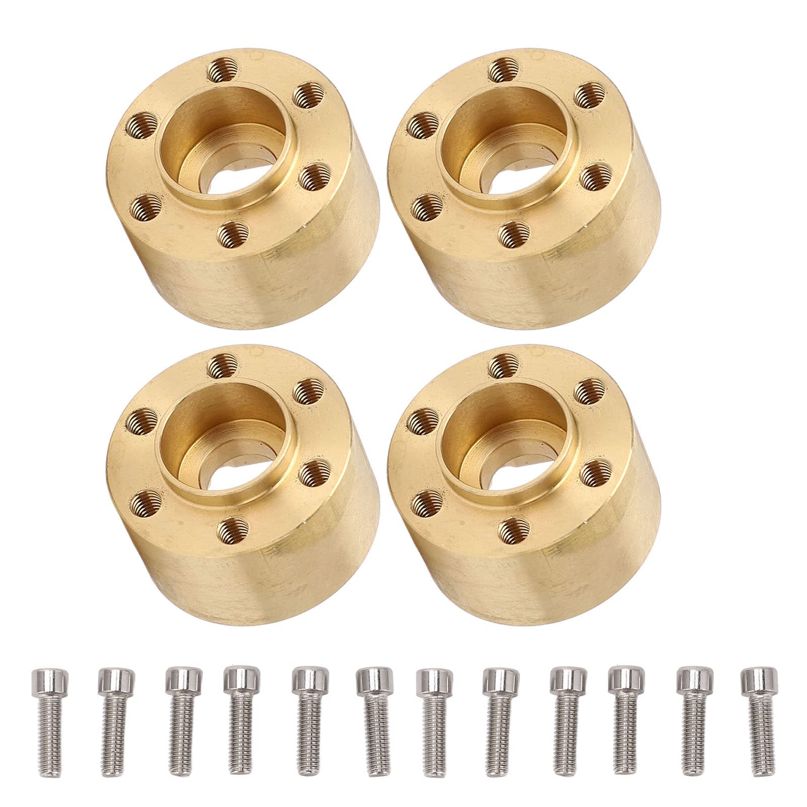 Pilipane Wheel Hex Hub Widen Brass Weight Wear Proof Adapter for 1.9in 2.2in Hub Stability Enhancer for Axial SCX10 Capra VS4 10 Gen8 RC Trailer Gold Brass Material 4Pcs (15mm)