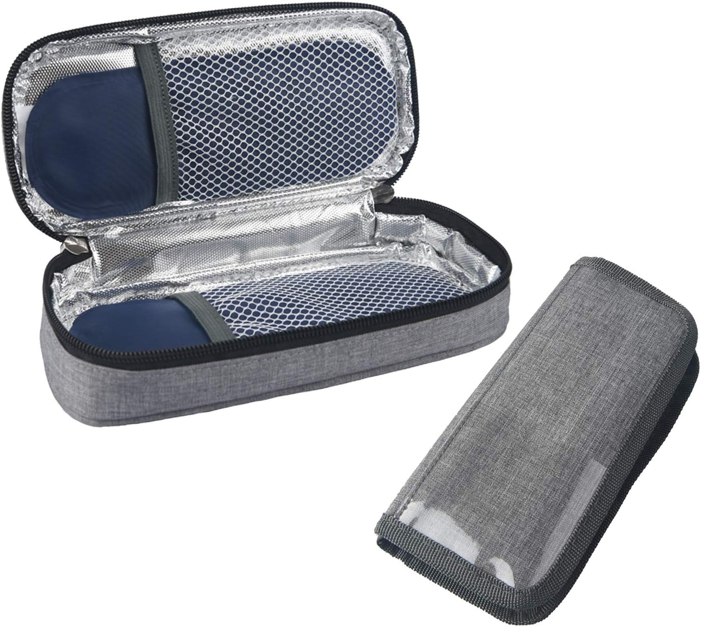 Goldwheat Insulin Cooler Travel Case Diabetic Organizers Medication Cooler Bag with 2 Ice Packs Travel Kits Waterproof and Insulation Liner Grey: Health & Personal Care