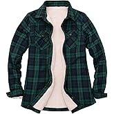 ZENTHACE Womens Sherpa Fleece Lined Flannel Jacket Button Down Plaid Flannel Shirt Jacket(All Sherpa Lining)