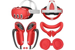 AZURAOKEY 6Pcs Set VR Accessories for Meta Quest 3, VR Cover Controller Grip Cover Face Cover Lens Protector Joystick Covers 