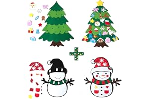 Ensemble sapin de Noël et bonhomme de neige en feutre à faire soi-même – Lot de 2 cadeaux de Noël pour enfants – Arbre de Noë