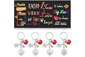 Hinly 8 Pcs Teacher Appreciation Gift Set 2025 Graduation Thank You Gifts Teacher Week Keychains Motivational Notebook Mini Journal Notepads for Women(Heart)