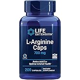 Life Extension L-Arginine Caps, 700 mg, Vitamin C & Amino Acid for Optimal arterial Health, Supports Heart & Immune Health, Healthy Tissue & Bones, Gluten Free, Non-GMO, 200 Capsules