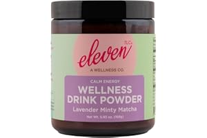 ELEVEN TLC A WELLNESS CO. Eleven TLC, Minty Lavender Japanese Matcha Powder Wellness Drink Mix, Matcha Latte Powder, Calm Energy, L-theanine, Amber Non-Reactive Glass Jar, Vegan, Gluten Free, Keto Friendly, 21 Servings