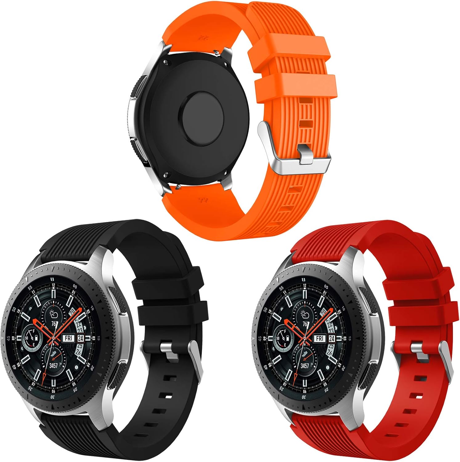 3Pack for Samsung Galaxy Watch 46mm Bands, 22mm Classic Silicone