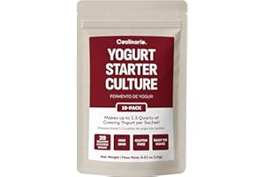 Coolinario Yogurt Starter Culture (10-Pack, 1.5g Sachets) Live Cultures for Homemade Yogurt | Creamy, Thick & Delicious | Regular or Greek Yogurt | Non-GMO, No Preservatives, Gluten Free, Halal & Kosher