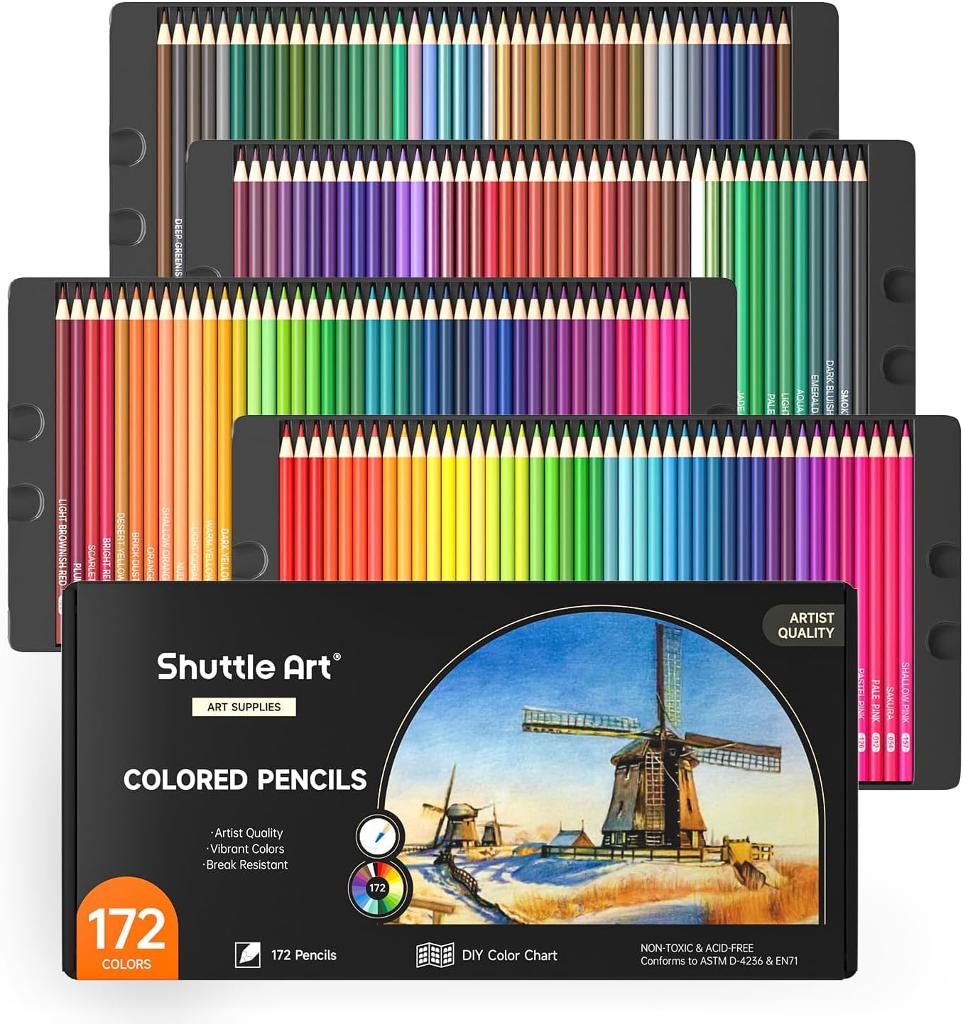 Shuttle Art 172 Buntstifte Set, Buntstifte für Erwachsene zum Malen, Färben