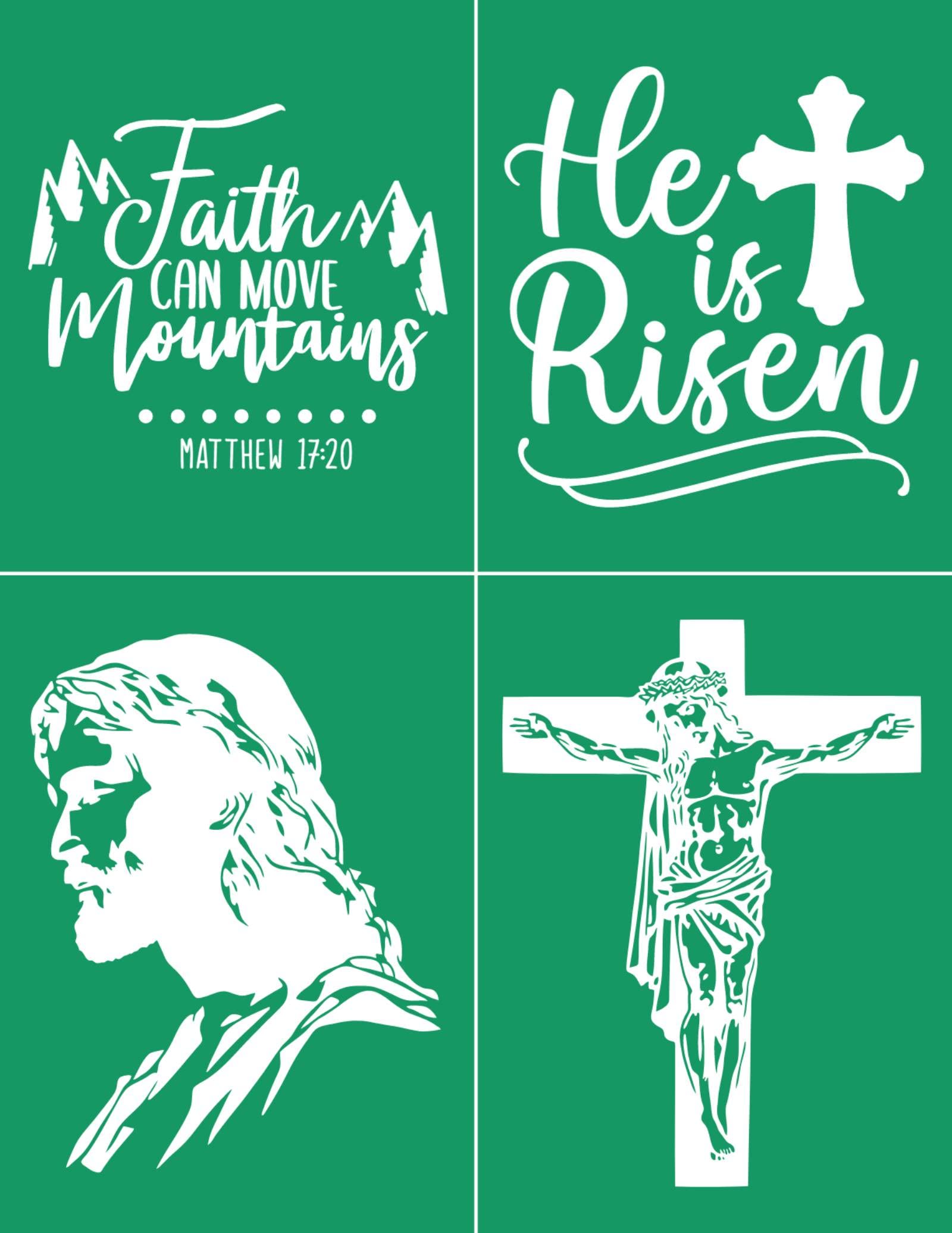 DGAGA Christian Silk Screen Stencils,Jesus Adhesive Stencils Reusable Faith Bible Stencils Transfers for Craft Cross He is Risen Screen Printing Stencil for Painting on Wood Fabric DIY Home Decor