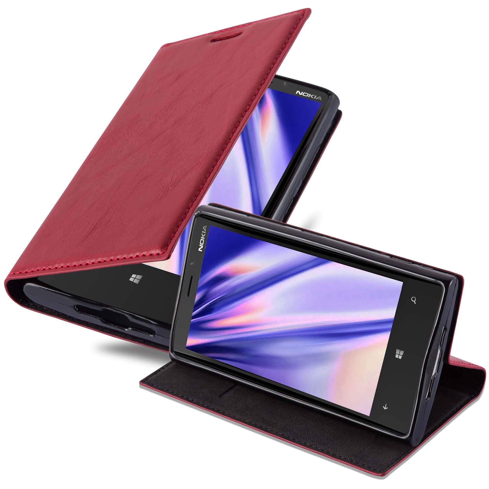 cadorabo Book Case works with Nokia Lumia 920 in APPLE RED - with Magnetic Closure, Stand Function and Card Slot - Wallet Etui Cover Pouch PU Leather Flip