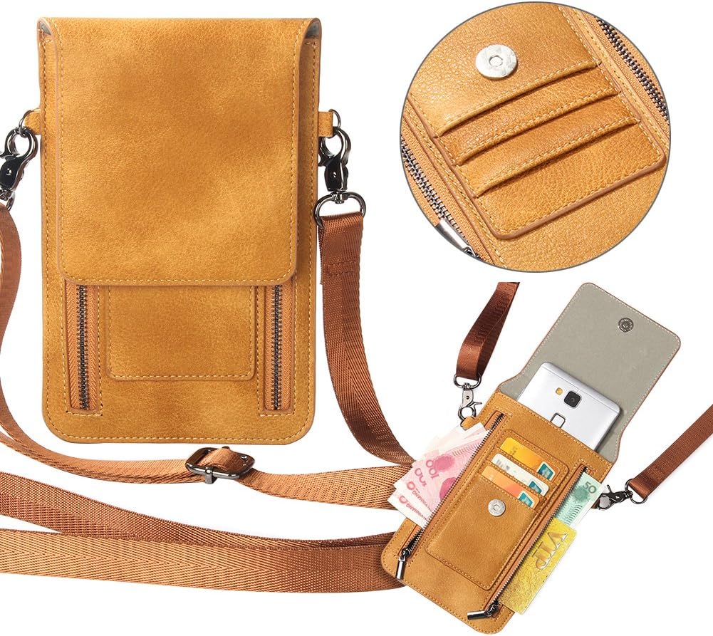 Unisex Shoulder Bag, Vandot Universal Cross-Body Wallet Purse Multipurpose Cell Phone Bag Classic Messenger Bag Card Slots / Phone Holder Handbag Snap Closure Bag with Double Zipper Compartments for iPhone X /8 Plus /8 /7 Plus /7 /6S Plus /6S /6 Plus /6 /5S /SE /5, Samsung Galaxy S9 /S9 Plus /S8 Plus /S8 /S7 Edge /S7 /Note 8 /J3 J5 J7 2017 /A3 A5 A7 2017 /A5 A7 A8 Plus A8 2018, Huawei Mate 10 Pro/ Mate 10/Mate 9/P10/P9/P8 Lite/Honor 9, Sony Xperia XZ1/XA1, HTC 10, LG K10 /K8 2017 etc. [BROWN]