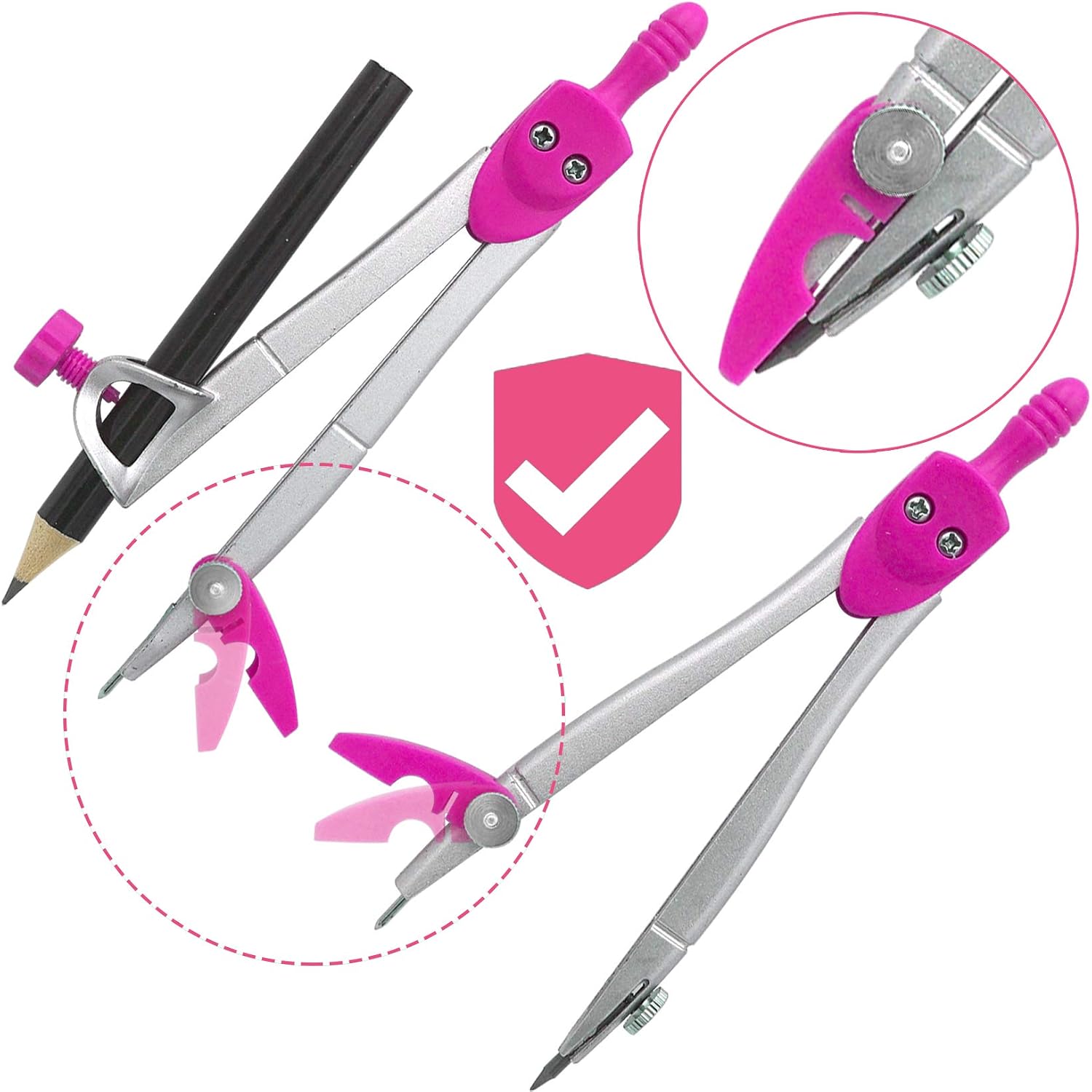Geometry Compasses Akuoly Math Set for Students, 2 Drafting Compasses in Carry Case - Image 3