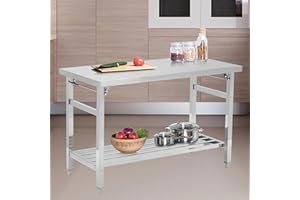 Loumernhant 24 x 48 Inch Stainless Work Table for Prep & Work, NSF Commercial Heavy Duty Folding Work Table with Adjustable Undershelf and Galvanized Legs for Kitchen,Restaurant, Home and Hotel.