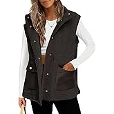 TITOMD Womens Sping 2026 Sherpa Fleece Vest Sleeveless Button Down Oversized Winter Fuzzy Vest Outerwear Jacket with Pocket