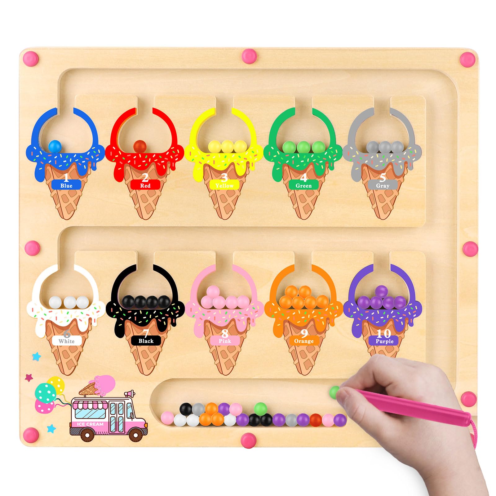 Konijiwa Girls Toys Montessori Magnetic Color and Number Maze Gifts Toys for 3 4 Year Old Boy Girls Colour Sorting for Toddlers Fine Motor Skills Toddler Montessori Educational Kids Preschool Toys