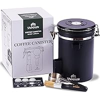 Siwanamu Coffee Canister, Airtight Stainless Steel Food Storage Container with Date Tracker, Brush and Scoop for Beans…