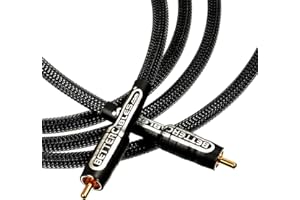 BETTER CABLES BETTERCABLES.COM Silver Serpent Carbon Edition Low Frequency Subwoofer Audio Interconnect Cable - High-End, High-Performance, Premium Hi-Fi Audio - 6 Feet