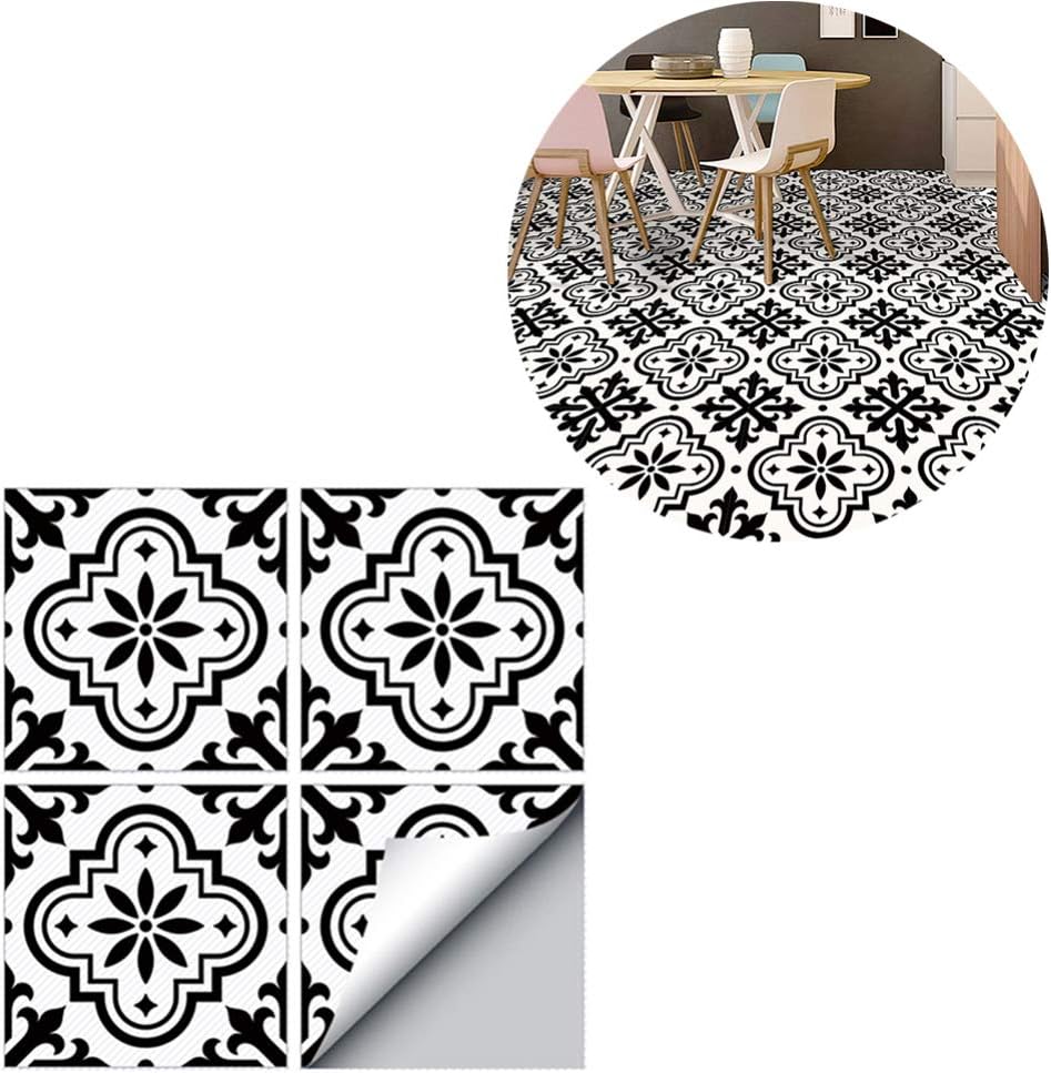 VOSAREA 4pcs Non Slip Floor Stickers Waterproof PVC Tile Decals SelfAdhesive Peel and Stick Wall Sticker for Home Bathroom Kitchen Decoration (Flower) - Image 4