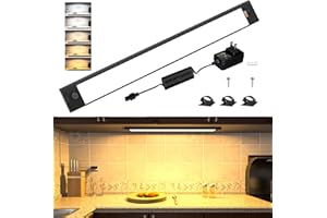 WOBANE Under Cabinet Lighting,16.5 inch Dimmable Counter Lights for Kitchen,Plug in LED Light Bar for Cupboard,Workbench,Shel