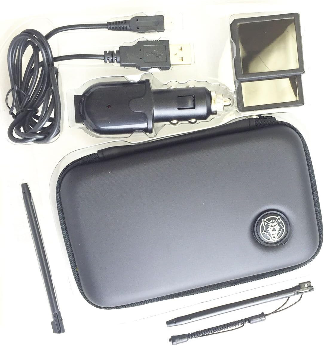 BLACK 8 in 1 Luxury Kit for DSi / 2DS / 3DS - Car Charger, Pouch, USB Charge Cable and Protective UMD Case
